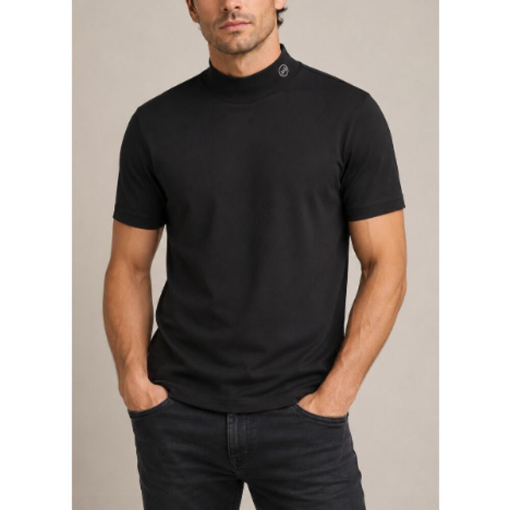 New AG Adriano Goldschmied Men's Black "Green Label" Mock Neck Shirt Size M